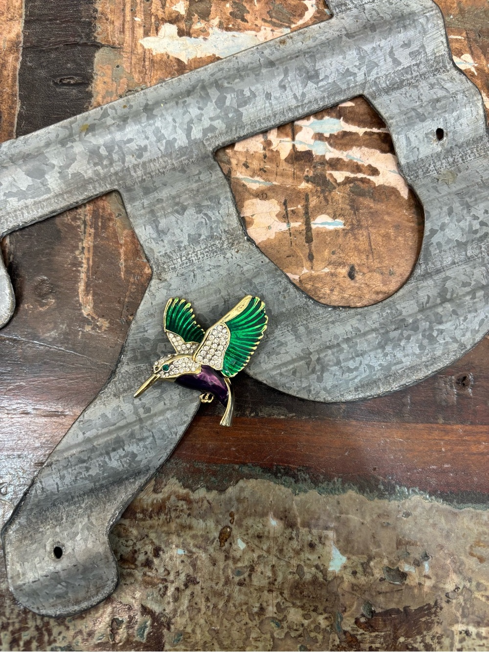 Humming Bird Enamel Rhinestones Multi Brooch